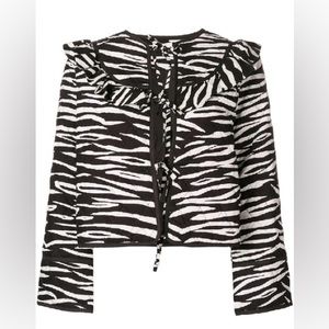 Ganni Faulkner Zebra-print Quilted Cotton Jacket